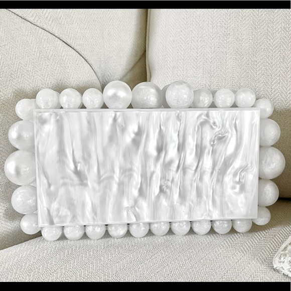 Handbags - EOS Acrylic Pearl Bubble Box Clutch, Marble Look Clutch Bag, Tortoise Shell 438